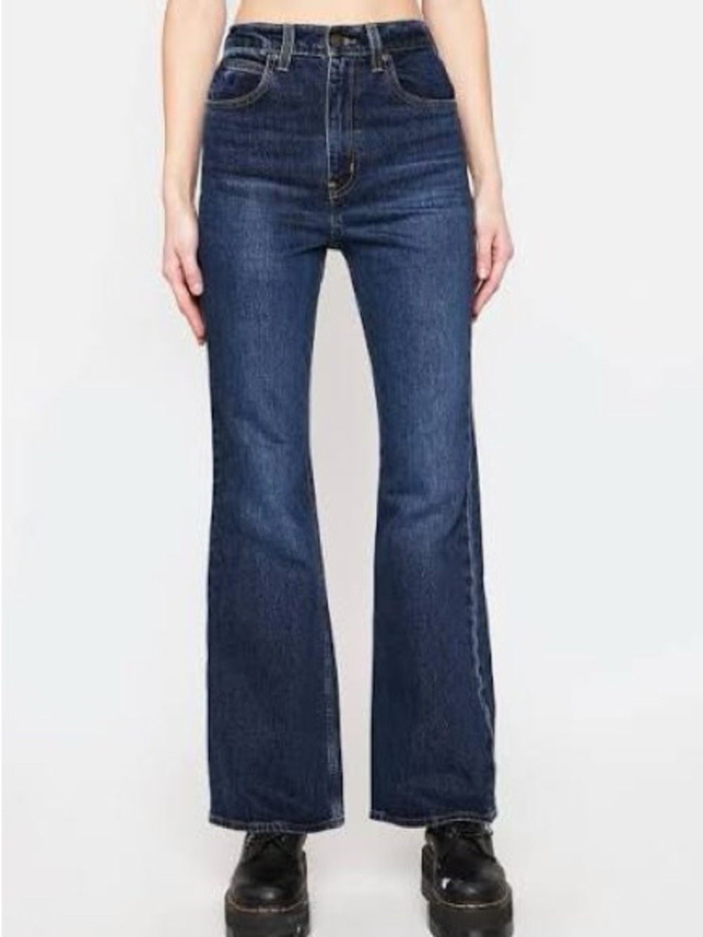 Levi’s 70s High Flare Dark Wash Stiff Denim Sz 31